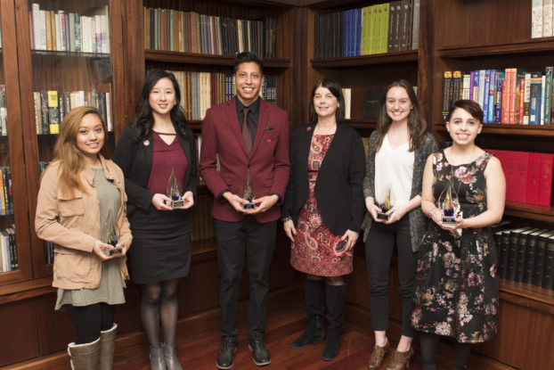 Acting President Lisa Freeman and the 2018 class of Forward, Together Forward Scholars.